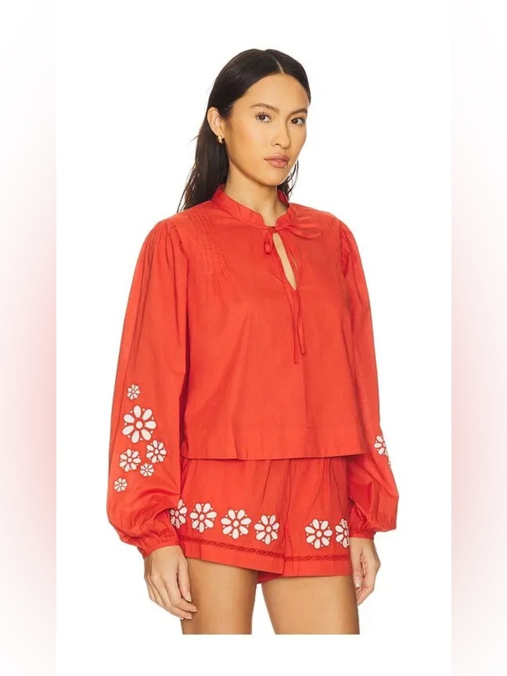 CIAO LUCIA The Salm 100% Cotton Poplin Embroidered Top in Clay Red Size XL NWT - Picture 5 of 7